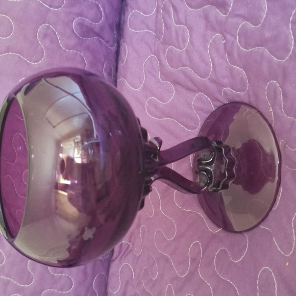 Vintage MCM Viking Glass Amethyst Princess Flowerlite Vase 7 - Picture 2 of 5